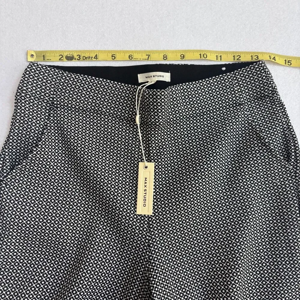 Max Studio Pull On Ankle Dress Pants Women's M Black White Retro Mod Comfort NWT
